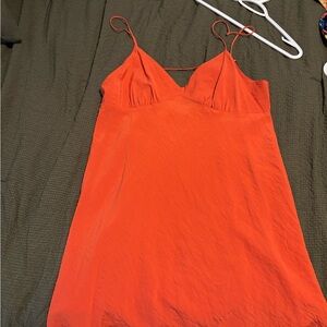 Madewell Bright Orange Slip Dress